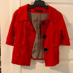 ZARA red blazer w/ pop buttons 3/4 sleeves size large